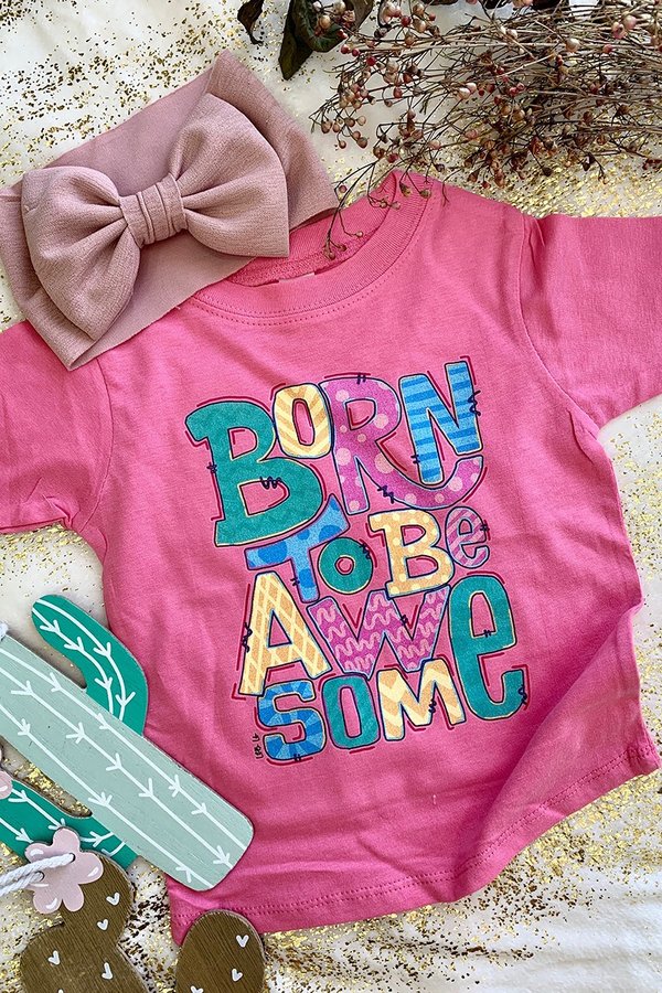 Girls Pink Short Sleeve Graphic Top