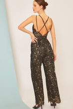 Load image into Gallery viewer, Womens Black Adjustable Shoulder Strap Lace Jumpsuit
