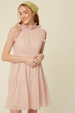 Load image into Gallery viewer, Women Ruffled Powder Pink Fully Lined Dress
