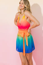Load image into Gallery viewer, women rainbow pleated romper
