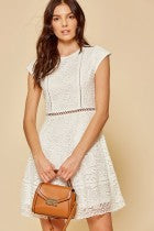 Load image into Gallery viewer, Womens White Cap Sleeve Lace Dress - Lovell Boutique
